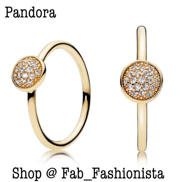 Pandora 14k yellow gold diamond statement Ring - Picture 7 of 8